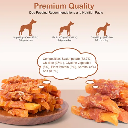 Miniatura 5 de Dog Treats - Golosinas para perros de batata envueltas en pollo, aperitivos de entrenamiento para cachorros, golosinas sin cuero crudo, 1