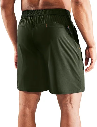 Miniatura 2 de MIER - Pantalones cortos de correr para hombre, de secado rápido, con bolsillo con cremallera, cintura elástica, pantalones cortos atléticos
