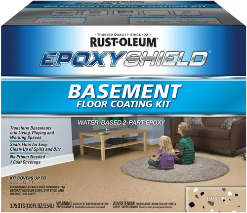 Miniatura 4 de Rust-Oleum 391282 EpoxyShield - Kit de revestimiento de suelo para sótano, galón, gris satinado