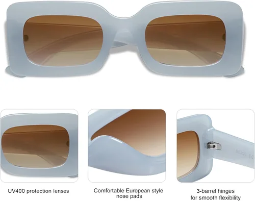 Miniatura 3 de SOJOS Retro 90s Small Nude Rectangle Sunglasses Womens Mens Trendy Chunky Glasses