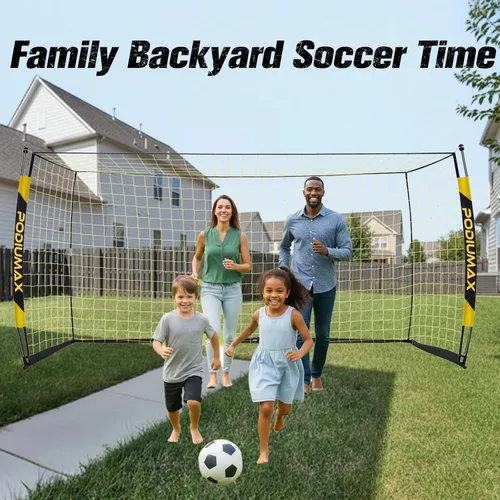 Miniatura 7 de PodiuMax Portería de fútbol de 12 x 6 pies para jóvenes adultos, portería de fútbol portátil resistente para patio trasero, red fácil de instalar