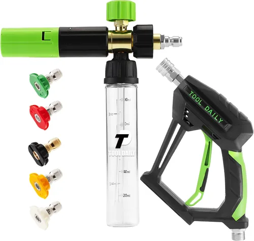 Miniatura 8 de Tool Daily Cañón de espuma con pistola de lavado a presión de 5000 PSI, pistola de lavado eléctrico con conector rápido giratorio de 3/8 pulgadas