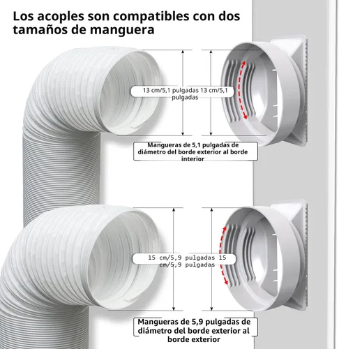 Miniatura 5 de Kit de Ventilación de AC para Puerta Corredera de 95" con Manguera Extensible de Φ 5.1" con Cerradura de Seguridad y Burletes Contra la Intemperie
