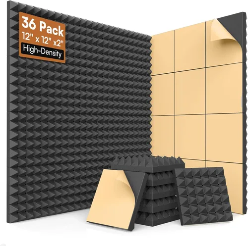 Miniatura 11 de SODOCT - Paquete de 12 paneles acústicos grandes, 47.2 x 23.6 x 0.4 pulgadas, paneles a prueba de sonido para paredes, paneles de absorción de Negro