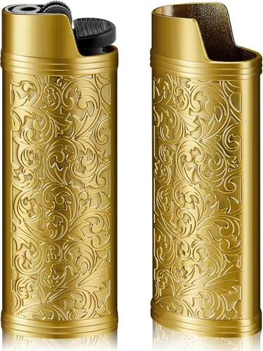 Miniatura 12 de Threlaco Paquete de 2 fundas de metal vintage para encendedor, con grabado arábigo vintage, funda protectora reutilizable, regalo ideal para padre