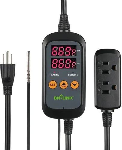 Miniatura 8 de BN-LINK Controlador de termostato profesional de calefacción y refrigeración digital de 2 etapas, enchufe para reptiles, acuario, carboy