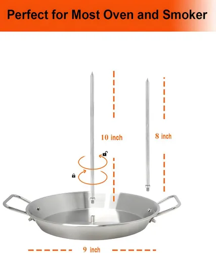 Miniatura 4 de Brocheta vertical para barbacoa – Al Pastor Pincho vertical para asador vertical para tacos Al Pastor, Shawarma, giroscopios, accesorio