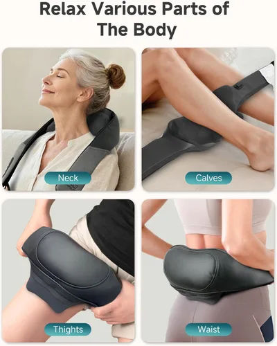 Miniatura 8 de Snailax Masajeador de cuello inalámbrico para aliviar el dolor de tejido profundo, masajeador de hombros Shiatsu 4D mejorado con calefacción