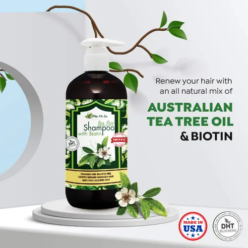 Miniatura 5 de Champú de aceite de árbol de té con biotina (16.9 onzas líquidas) Fórmula profesional para caspa, picazón y cuero cabelludo seco Hidratante