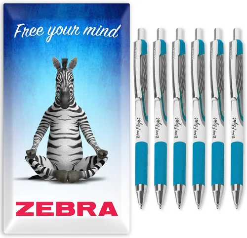 Miniatura 11 de Zebra Pen Bolígrafos clásicos Z-Grip Flight de punta gruesa de 0.047 in, paquete de 6 en embalaje de regalo (negro y morado)
