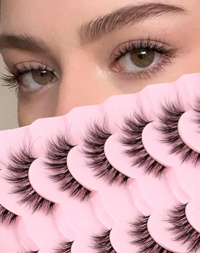 Miniatura 13 de Jiocolor Pestañas naturales pestañas postizas finas pestañas postizas cortas aspecto natural banda transparente pestañas postizas tira pestañas
