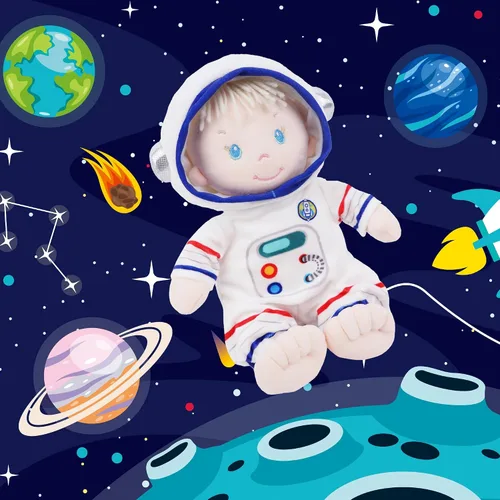 Miniatura 5 de June Garden Dulce Dolly Astronauta de 12 pulgadas - Muñeca de bebé de peluche ultrasuave para el nacimiento en adelante - Atuendo de traje espacial