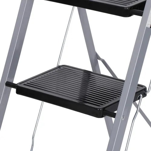 Miniatura 8 de JungleA Escalera de 3 escalones, taburete plegable para adultos, escalera ancha antideslizante para el hogar, cocina, armario, garaje y oficina, Gris