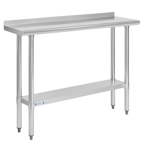 Miniatura 68 de Mesa de acero inoxidable para preparación y trabajo, con ruedas giratorias, mesa resistente, comercial NSF, con estante inferior y protector