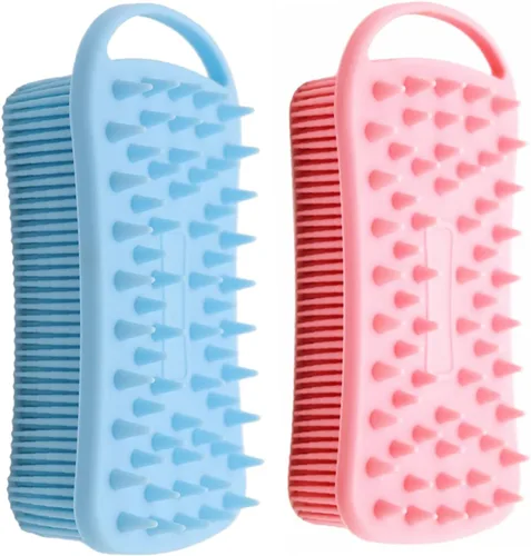 Miniatura 10 de Paquete de 2 exfoliantes corporales de silicona de doble cara para exfoliación, ducha y masaje del cuero cabelludo, cepillo 2 en 1 para baño