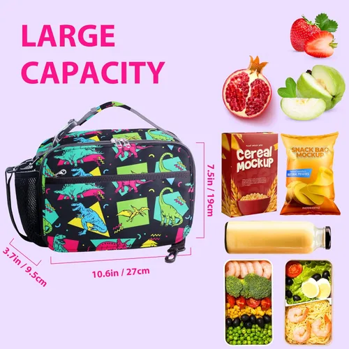 Miniatura 2 de RLGPBON Lonchera para Niños, Lonchera con Aislamiento Térmico para Niños y Niñas, Bonita Bolsa de Almuerzo y Lonchera Reutilizable para Niños