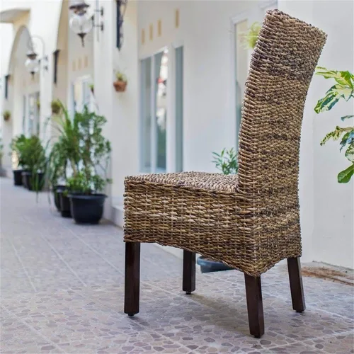 Miniatura 5 de BOWERY HILL Silla de comedor tejida a mano con hojas de abacá de 38 pulgadas de alto, mimbre y marco de madera, tamaño estándar perfecto