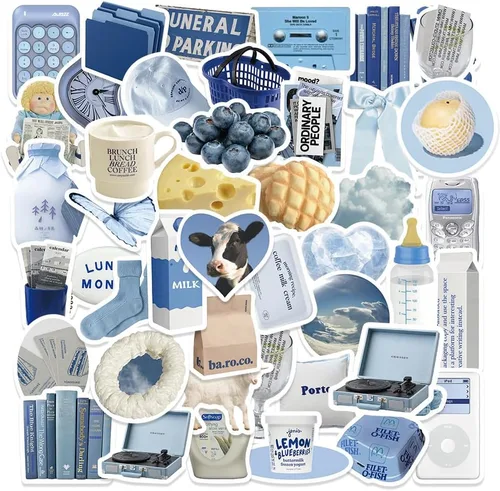 Miniatura 18 de ZJSXINDI Calcomanías estéticas impermeables para laptop, 57 piezas para botella de agua, laptop, computadora, patineta, parachoques, calcomanías