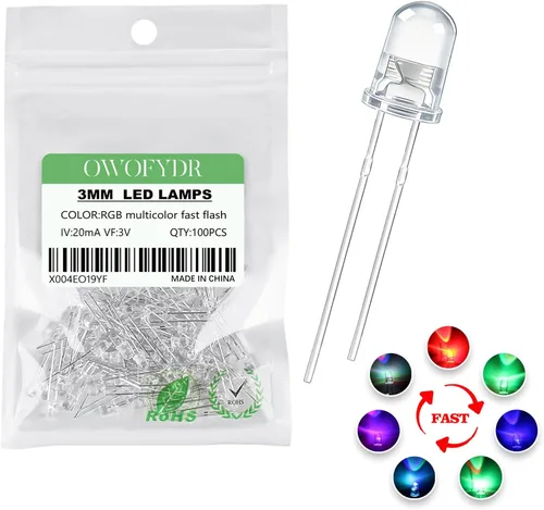 Miniatura 35 de 100 lámpara LED de diodo de luz blanca cálida de 5mm (Lente Transparente Redonda DC 3V 20mA) Bombilla de iluminación, componente electrónico, luz