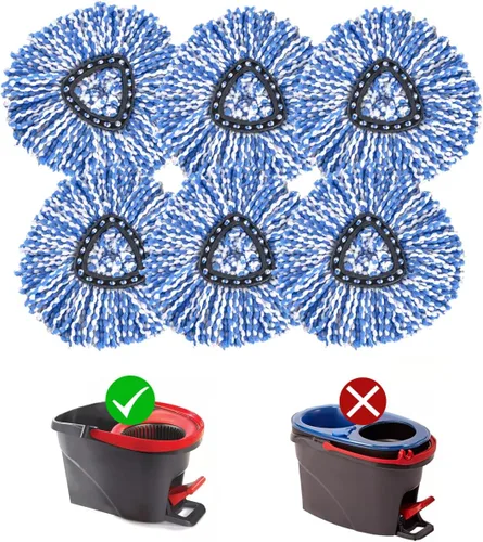 Miniatura 8 de Matthew Cleaning - Juego de 3 cabezales de repuesto de microfibra azul compatible con EasyWring Spin Mop Reemplazar la cabeza EasyWring de alta