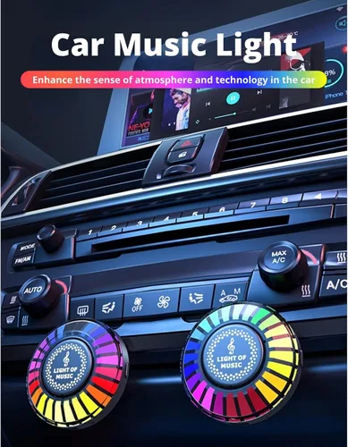 Miniatura 3 de Luz de ritmo de control de sonido magnético RGB para automóvil, lámpara de recogida activada por voz con fuerte atracción magnética, luz LED