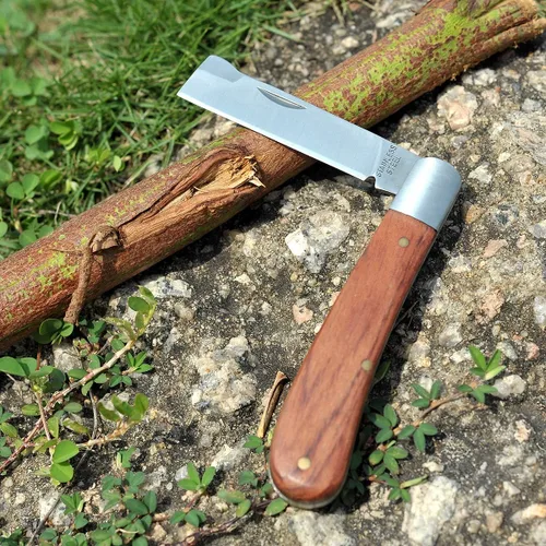 Miniatura 7 de Cuchillo de poda e injerto, herramienta de brotes de jardín de acero inoxidable, herramienta de corte múltiple de bolsillo plegable para deshierbar