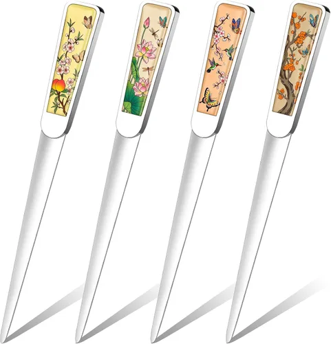 Chuangdi 4 cuchillos abridor de cartas de acero inoxidable de lujo, cortador, herramienta ligera para abridor de correo para mujeres y hombres,