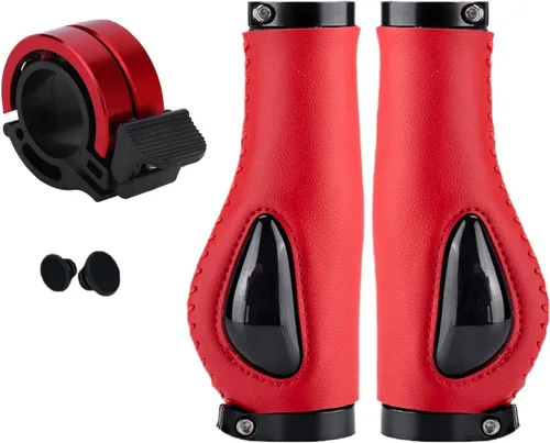 Miniatura 8 de Empuñaduras de bicicleta antideslizantes de silicona cómodas empuñaduras de mano de cuero con manillar Juego de campanas de anillo de bicicleta