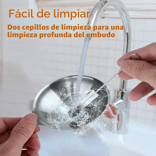 Miniatura 4 de Embudo de metal de acero inoxidable, juego de 3 embudos grandes, medianos y pequeños, mini embudos de grado alimenticio para uso en cocina, botellas