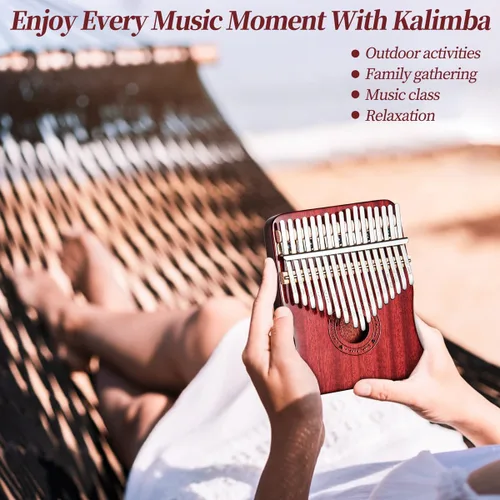 Miniatura 6 de Kalimba - Piano de pulgar de 17 teclas (rojo vino)
