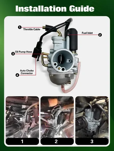 Miniatura 7 de Carburador Compatible con 50cc 70cc 90cc 100cc 110cc ATV de 2 tiempos CAN AM Bombardier DS 90 DS50 Eton Alpha Sport LG Colt Cobra 50 90 Carb