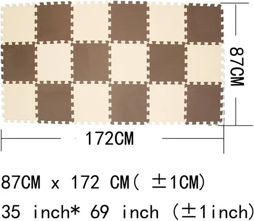 Miniatura 3 de MQIAOHAM® Alfombras de Juego tipo Rompecabezas de 18 Piezas, Alfombra de Juego Suave para Bebés, Baldosas de Espuma Entrelazadas para Niños, Café