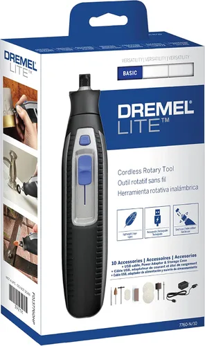 Miniatura 8 de Dremel Lite 7760 N/10 - Herramienta rotatoria inalámbrica de iones de litio de 4V, kit multipropósito de velocidad variable, carga USB, cambios