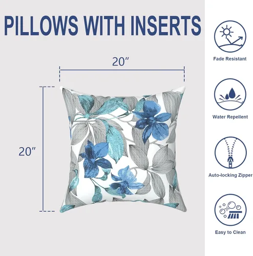 Miniatura 579 de Juego de 2 almohadas para exteriores de 16 x 16 pulgadas, repelentes al agua con interiores, para muebles de patio, hogar, jardín, geometría bohemia