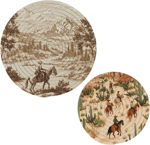 Miniatura 25 de Salvamanteles para platos calientes, ollas y sartenes, 2 soportes para ollas, resistentes al calor, de algodón, redondos, para encimera de cocina