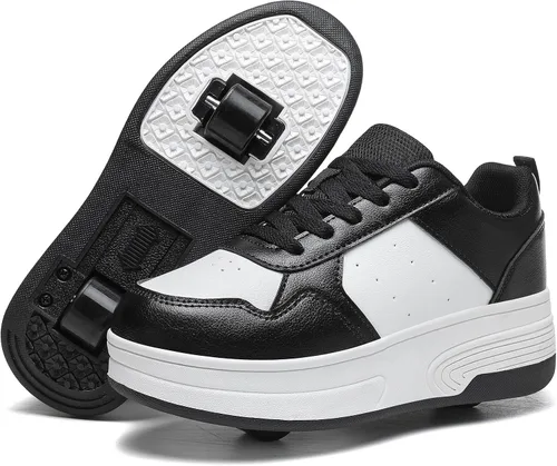 Miniatura 12 de HSQ - Zapatillas de moda con ruedas para patinar, zapatos de patinaje desmontables 2 en 1 con ruedas para niños y niñas