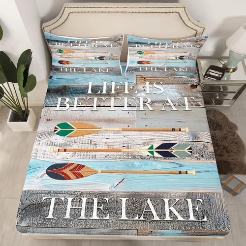 Miniatura 51 de Erosebridal Fishing Fitted Sheet Twin for Boys, Big Pike Fish Black Bed Sheets for Rustic Farmhouse Lake House Decor, Fishing Bedding Set Marine