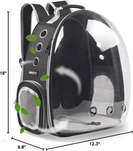 Miniatura 9 de Mochila para llevar a tu mascota (gatos, perros, conejos, etc.), aprobada por aerolíneas, mochila transparente con cápsula y ventilación
