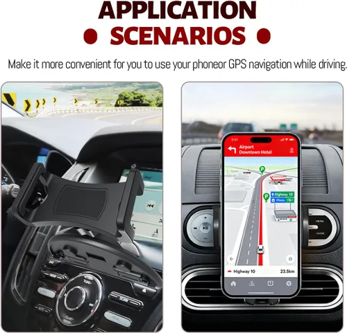 Miniatura 6 de Zpana Soporte para teléfono con ranura de CD para automóvil, giratorio de 360°, antivibración, resistente, reproductor de CD para vehículos, soporte