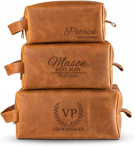 Miniatura 11 de Regalos de graduación, neceser de cuero personalizado para hombres, regalo de maestría universitaria para él, padrinos de boda, marido, papá, novio
