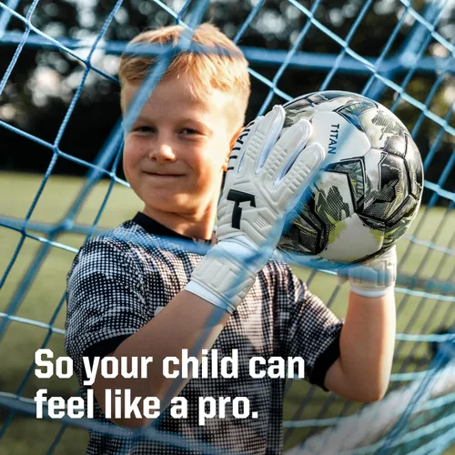 Miniatura 7 de T1TAN Clásico 1.0 Blanco Junior Guantes de Fútbol para Niños - Guantes de Portero para Arquero - Fútbol - Niños y Jóvenes