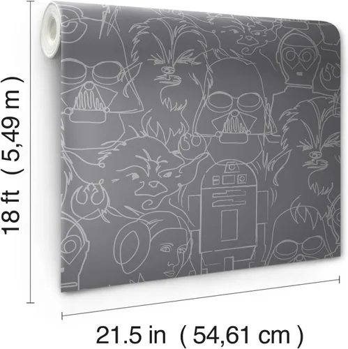Miniatura 5 de RoomMates RoomMates, RMK12453PL - Papel pintado de Star Wars Saga Line Sketches