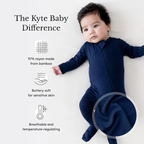 Miniatura 6 de KYTE BABY Pies unisex con cierre de cremallera, rayón hecho de bambú, 0-24 meses
