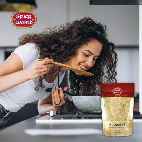 Miniatura 5 de Spicy World Bulgur Grueso #3, bolsa de 4 libras Excelente trigo Bulgur cultivado en Estados Unidos para tabouleh 100% natural y puro Ideal