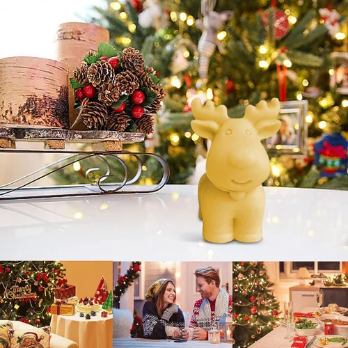 Miniatura 2 de Moldes de vela de Navidad 3D, moldes de jabón de silicona de ciervo para hacer velas, moldes de velas de ciervo Sika, decoración de pastel