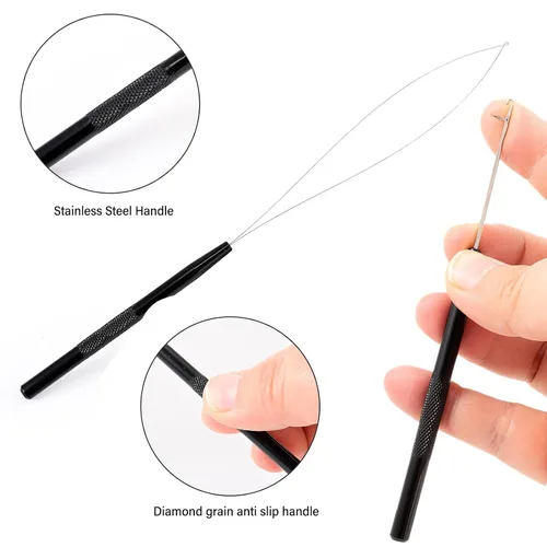 Miniatura 8 de Gomake Microlinks - Kit de extensiones de cabello, alicates para cerrar y quitar extensiones de cabello, gancho para tirar de microcuentas y Negro