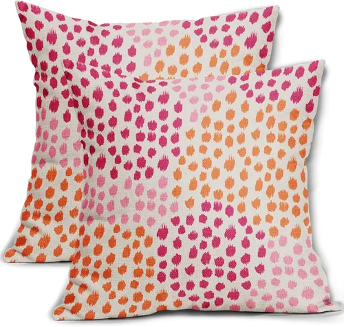 Miniatura 99 de Fundas de almohada marrón y blancas de 18 x 18 pulgadas, juego de 2 almohadas boho grises con lunares, fundas de almohada modernas estampadas