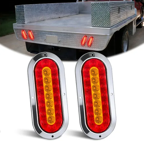 Miniatura 21 de Nilight Luz trasera ovalada de 6 pulgadas, 4 unidades, color rojo, 24 luces LED de parada de freno y giro con ojales de montaje empotrado, 4 luces