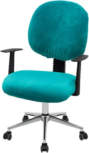 Miniatura 14 de ITFRO Funda negra para silla de oficina, de terciopelo, elástica, 2 piezas, funda para silla de escritorio de computadora, funda giratoria universal