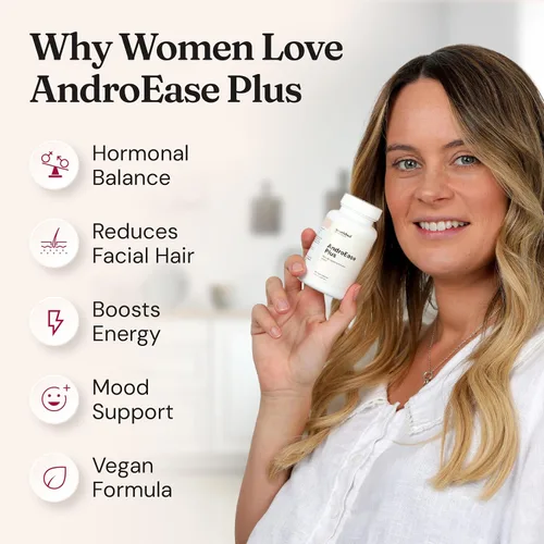 Miniatura 8 de Nourished AndroEase Plus – Balance hormonal vegano para mujeres – Zinc, Reishi, té verde y palma enana americana para mujeres – para energía